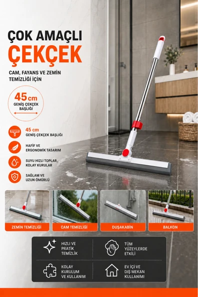 Lüx Teleskopik Saplı Çekçek Silecek – Cam, Fayans, Yer Temizleyici ürün görseli 1