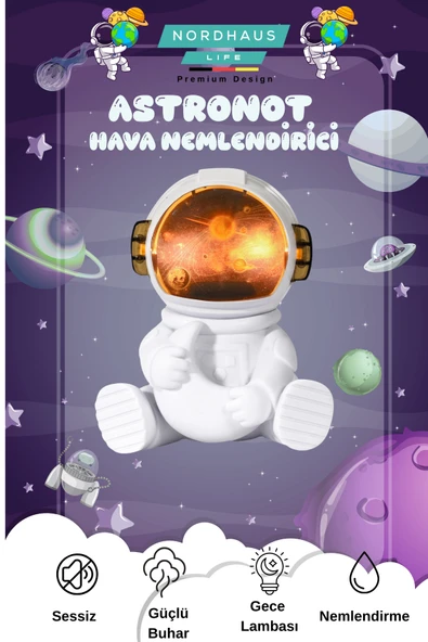 Astronot Şekilli Gece Lambalı 220 ml Ultrasonik Hava Nemlendirici ürün görseli 1