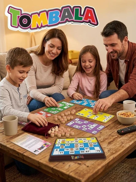 Eğlenceli Tombala 2-12 Kişilik 90 Adet Taşlı Tombala Eşleştirme Aile Kutu Oyunu Seti ürün görseli 1