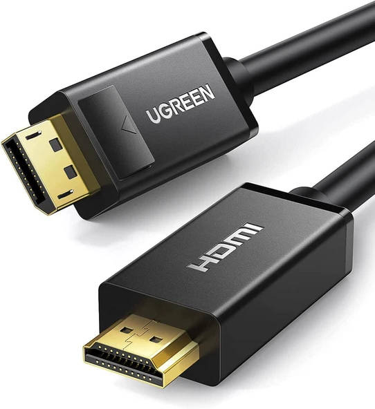 UGREEN 10238 DP101 3D 4K Görüntü Desteği DisplayPort to HDMI 2.0 Kablosu Siyah 1metre ürün görseli 1