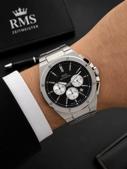 RMS Romanson Premium Erkek Kol Saati Çelik Kordon 5 ATM Su Geçirmez Kronometreli Kadran AG2134.12 ürün görseli 1
