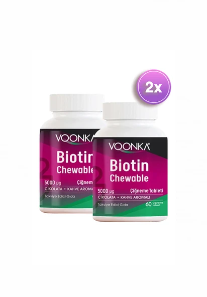 Voonka Biotin Chewable 60 Çiğneme Tableti 2 Adet ürün görseli 1