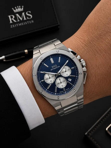 RMS Romanson Premium Erkek Kol Saati Çelik Kordon 5 ATM Su Geçirmez Kronometreli Kadran AG2134.13 ürün görseli 1