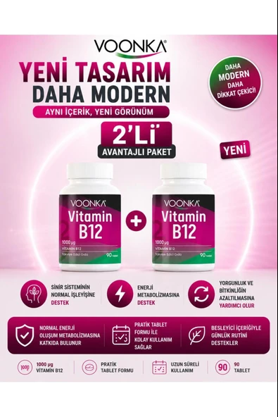 Voonka Vitamin B12 90 Tablet 2 Adet ürün görseli 1