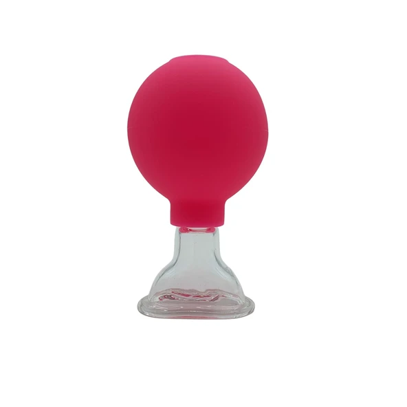Silikon Vakumlu Yüz Ve Gülümseme Çizgisi İçin Cam Masaj Kupası Gül Pembe Renk ürün görseli 1