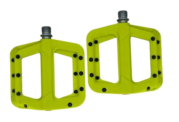 Asistan Drox PD 710 Rulmanlı Plastik Çivili Mtb Freeride Bmx Geniş Platform Bisiklet Pedalı Lime Sarı ürün görseli 1