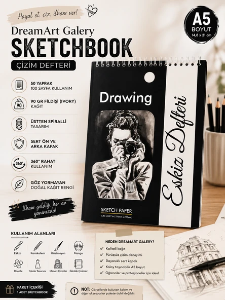 DreamArt Galery Çizim Defteri Sketch Book A/5, Eskiz Defteri (14.8 X 21) ürün görseli 1