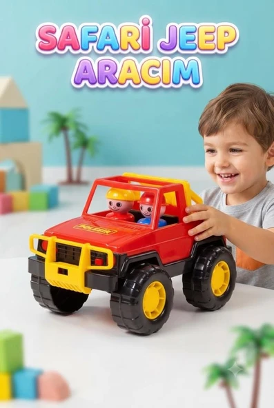 Safari Jeep Aracım 22 CM 2 İnsan Figürlü Eğlenceli ve Dayanıklı Çocuk Arazi Aracı ürün görseli 1
