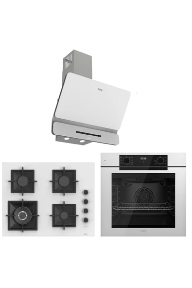 White FryArt Ankastre Set ( QEP63CB - SC406-WFA - D081-SA ) A++ Sessiz Davlumbaz - 65 cm Ocak ürün görseli 1