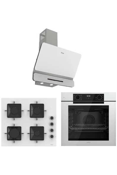 White FryArt 3 lü Ankastre Set ( QEP63CB - SS206 - D081-SA ) A++ Sessiz Davlumbaz ürün görseli 1