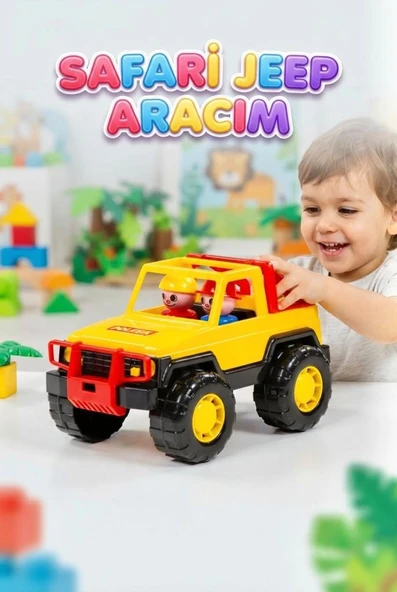 Safari Jeep Aracım 22 CM 2 İnsan Figürlü Eğlenceli ve Dayanıklı Çocuk Arazi Aracı ürün görseli 1