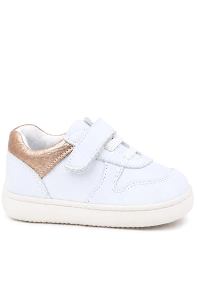 Rakerplus Bob Hakiki Deri Beyaz Nubuk Bakır Cırtlı Bebek Sneaker Ayakkabı ürün görseli 1