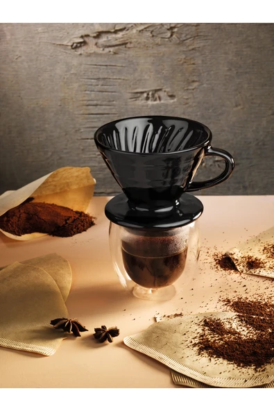 Muybieno Seramik Siyah Dripper V60 ürün görseli 1