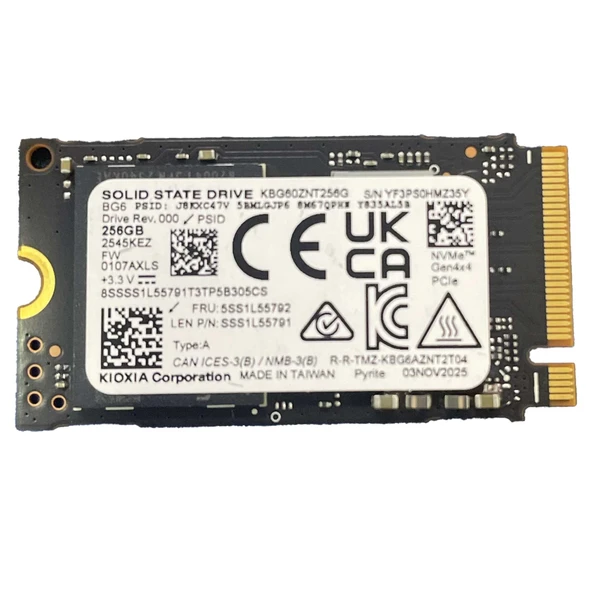 KIOXIA KBG60ZNT256G 256GB M.2 22x42 PCIe Gen4x4 NVMe SSD ürün görseli 1