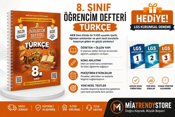 MURAT YAYINLARI LGS TÜRKÇE ÖĞRENCİM DEFTERİ-LGS 3'LÜ KURUMSAL DENEME HEDİYELİ!! ürün görseli 1