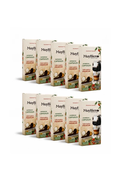mb Muybieno Premium Kapsül Kahve Avantaj Paketi 10x10 Nespresso Uyumlu Alüminyum Kapsül 100 Adet ürün görseli 1