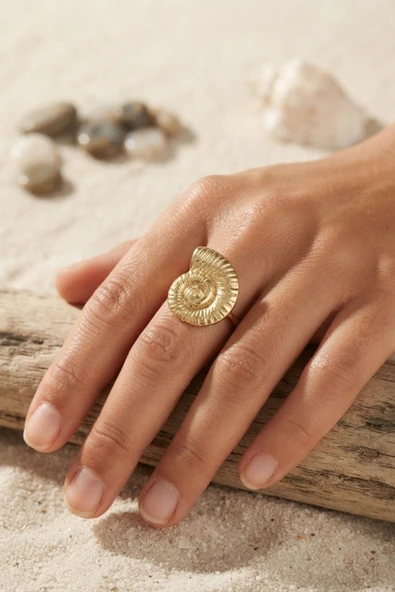 Nautilus Tasarım Gold Renk Kadın Yüzük ürün görseli 1