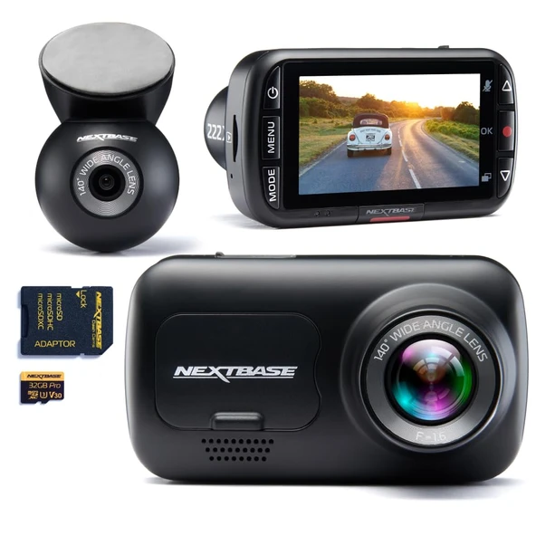 Nextbase® 222XR Araç Kamerası Ön Arka | Park modu 7/24 park izleme | HD 1080p 30fps Araç Kamerası | 2,5 inç ekran | Araç kamerası 140 derece görüş açısı | 32GB MicroSD kart içerir ürün görseli 1
