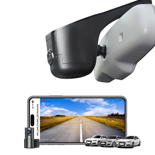 Mangoal Ön 4K ve Arka 1080p Araç Kamerası Audi'ye özel uyum (Model C Siyah), Entegre OEM Görünümü, UHD 2160P Video, G-Sensor, Döngü Kayıt, WiFi ve Ücretsiz Uygulama, 128 GB Kart ürün görseli 1