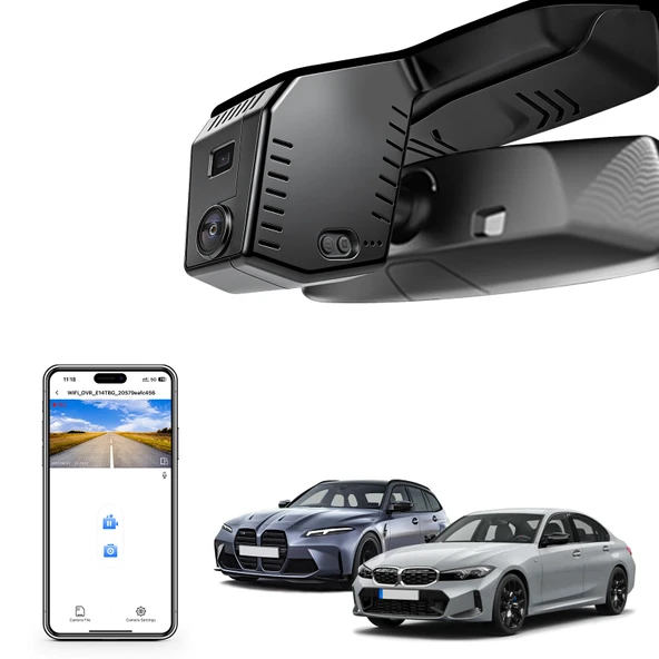 Mangoal 4K Dash Cam BMW 3-Series Gen7 G20 G21 G28 2020 2021 2022 2023 2024 Select 2019 M3 G80 G81 (Model B), OEM Stil, 2160P UHD Video, WiFi ve APP, 64GB Kart ürün görseli 1