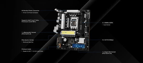 MB ASRock Intel 1851 B860M-X WiFi - Resim 3