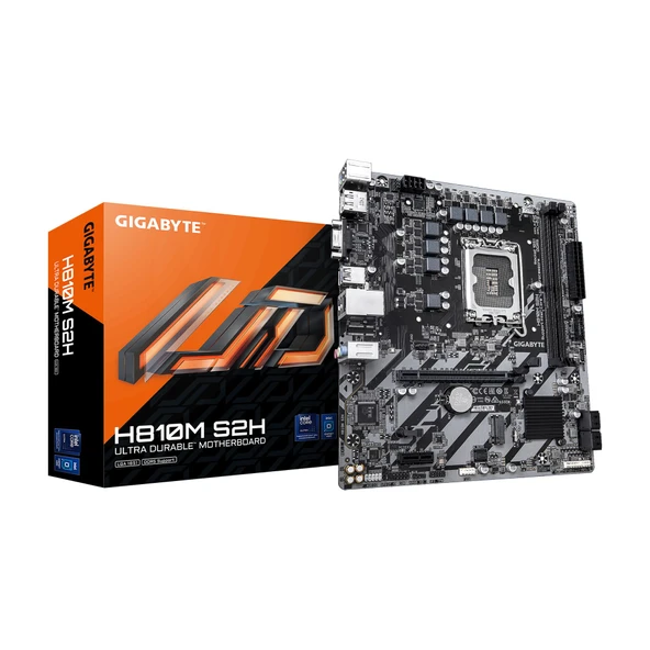 GIGABYTE H810M S2H Intel Core Ultra (Seri 2) LGA 1851 anakart, mATX, DDR5, 1x M.2, PCIe 4.0, USB 3.2 Gen1, 1GbE LAN, EZ-Latch ürün görseli 1