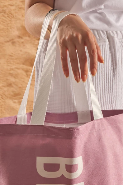 Beach Desen Baskılı Plaj Çantası - Resim 3