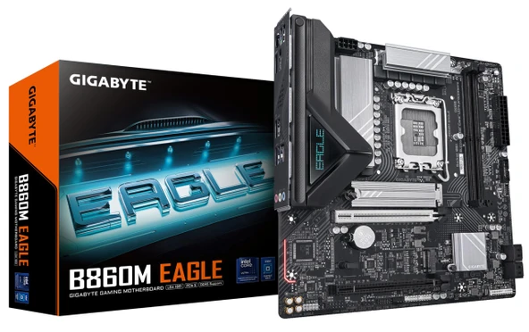 GIGABYTE B860M Eagle anakart - Intel Core Ultra CPU'lar, 6+1+2+1 fazlı VRM, 9066MHz'e kadar DDR5, 1xPCIe 5.0 + 1xPCIe 4.0 M.2, 2.5 GbE LAN, USB 3.2 Gen 1 ürün görseli 1