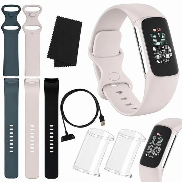 Fitbit Charge 6 Fitness Takip Cihazı (Paket) - Siyah/Obsidyen - Kalp Atış Hızı, GPS, Uyku ve Stres Takibi + Hızlı Şarj Cihazı ve Temizlik Bezi (Porselen) ürün görseli 1