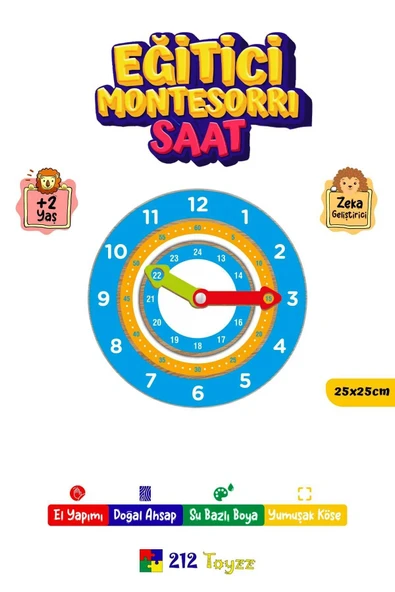 Montessori Ahşap Saat Öğrenme Eğitici Çocuklar Için Eğitici ürün görseli 1
