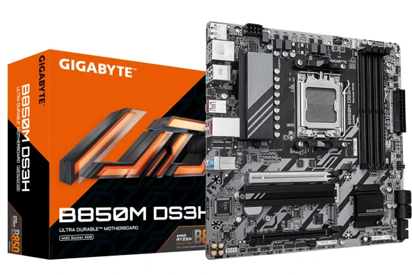 GIGABYTE B850M DS3H Anakart - AMD Ryzen 9000 Serisi CPU'lar, 16+2+2 faz Dijital VRM, 8200MHz'e kadar DDR5 (OC), 1xPCIe 5.0 + 1xPCIe 4.0 M.2, 2.5 LAN, USB 3.2 Gen 2 ürün görseli 1