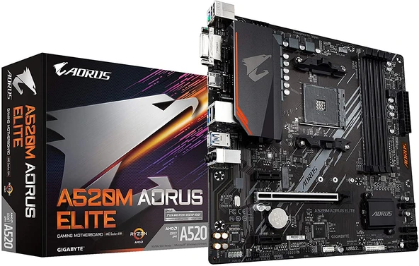 Aorus A520M AORUS Elite (soket AM4/A520/DDR4/S-ATA 600/Micro ATX) ürün görseli 1