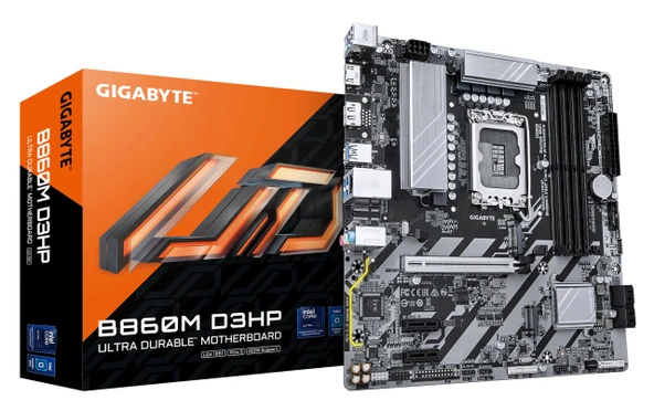 GIGABYTE B860M D3HP anakart - Intel Core Ultra CPU'lar, 4+1+2+1 fazlı VRM, 9066MHz DDR5'e kadar, 2xPCIe 4.0 M.2, GbE LAN, USB 3.2 Gen 1 ürün görseli 1