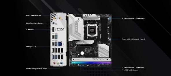MB ASRock AMD AM5 B850 Pro RS WiFi - Resim 5