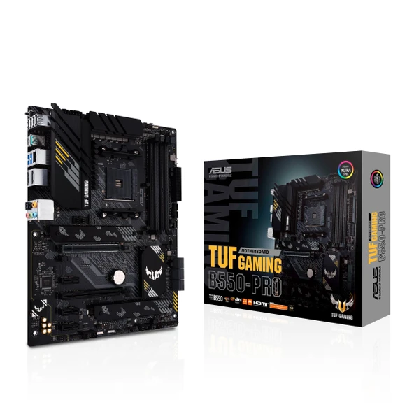 ASUS TUF Gaming B550-Pro anakart soketi AMD Ryzen AM4 (ATX, PCIe 4.0, 2X M.2, 2,5 Gbit/s Ethernet, SATA 6 Gbit/s, USB 3.2 Gen 2 Tip A ve Tip C, Aura Sync) ürün görseli 1