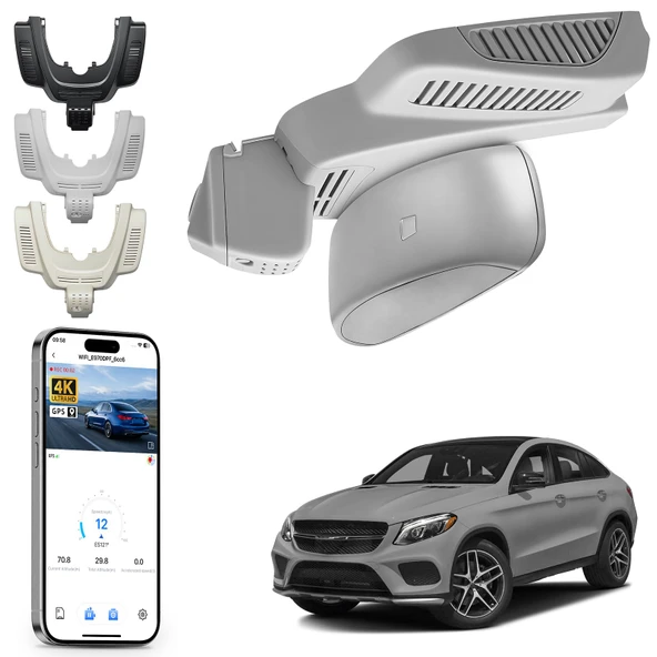4K Araç Kamerası Mercedes-Benz GLE(W166/C292) 2016-2019 ve GLS(X166) 2017-2019(Model A Gri), 4MATIC, OEM Görünüm, Döngü Kayıt, UHD 2160P Video, Uygulama ve WiFi, 64 GB Kart için özel uyum ürün görseli 1