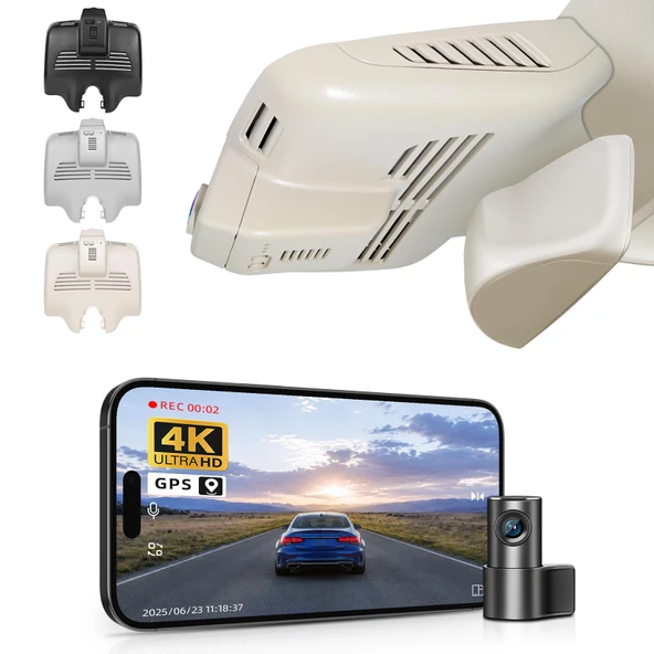 Mercedes-Benz C-Class Gen4 W/S/C/A 205 2015-2021 (Model B Bej), C200 C250 C300 vb. için Ön 4K ve Arka 1080p Araç Kamerası, OEM Görünüm, WiFi ve APP, Döngü Kayıt, G-Sensor, 128GB Kart ürün görseli 1