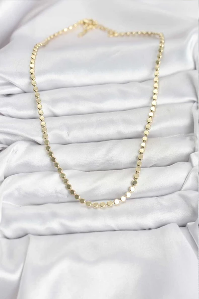 316L Çelik Zincir Gold Renk Ezme Zincir Model  45 cm Kadın Kolye ürün görseli 1