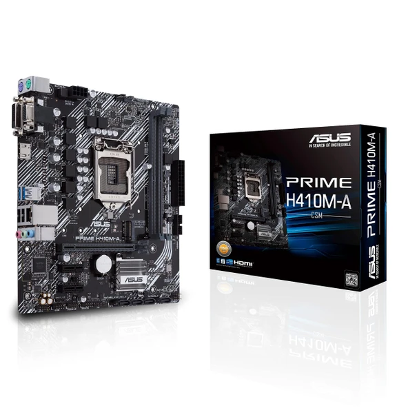 ASUS Prime H410M-A/CSM anakart soketi Intel LGA 1200 (mATX, M.2, USB 3.2 Gen 1, SATA 6Gbit/s, COM başlığı, TPM başlığı) ürün görseli 1