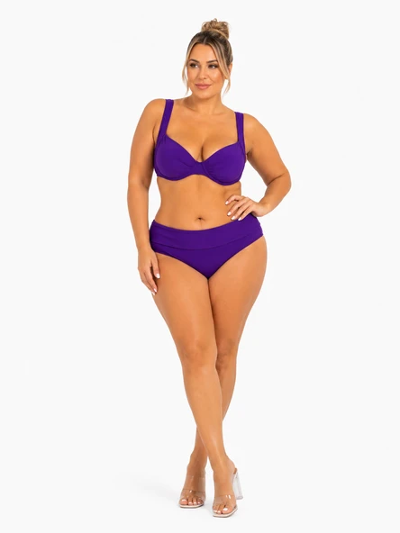 Büyük Beden Balenli Ayarlanabilir Askılı Kapsız Toparlayıcı Yüksek Bel Kadın Bikini Takım ürün görseli 1