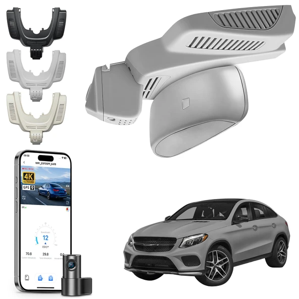 Mercedes-Benz GLE(W166/C292) 2016-2019 ve GLS(X166) 2017-2019(Model A Gri), 4MATIC, OEM Görünüm, Döngü Kayıt, UHD 2160P Video, Uygulama ve WiFi, 128 GB Kart için Ön 4k ve Arka 1080p Araç Kamerası ürün görseli 1