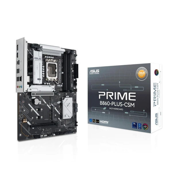 ASUS Prime B860-PLUS-CSM anakart soketi Intel LGA 1851 (Intel B860, ATX, DDR5 bellek, PCIe 5.0 x16 SafeSlot, 3X PCIe 4.0 M.2, HDMI, DisplayPort, USB 20Gbps, USB 5Gbps Type-C) ürün görseli 1
