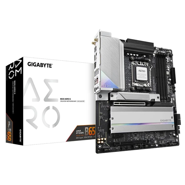 GIGABYTE B650 AERO G anakart - AMD Ryzen 9000 serisi CPU'ları, 8000 MHz'e kadar DDR5 (OC), 1xPCIe 5.0 + 2xPCIe 4.0 M.2, 2.5 GbE LAN, WiFi 6E, USB 3.2 Gen 2'yi destekler ürün görseli 1