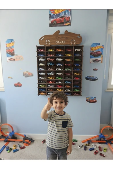 hotwheels Oyuncak Araba Rafı 50'li Beyaz - Resim 2
