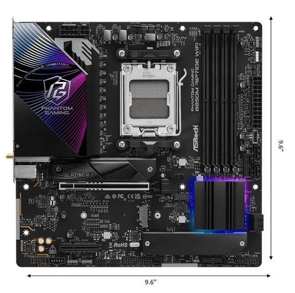 MB ASRock AMD AM5 B850M Riptide WiFi - Resim 2