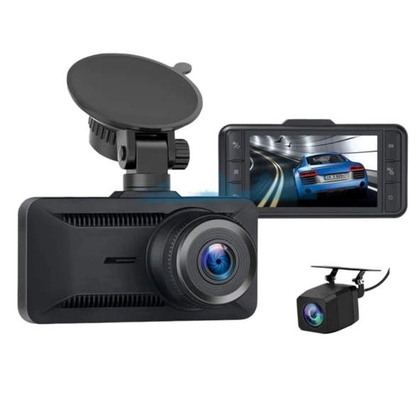 Oryzon 4K Dashcam, 3" Ekranlı, Ultra HD Kayıt Ön ve Arka, Gece Görüşü, 7/24 Gözetim, Döngü Kayıt, 32GB Kart Dahil (4K+1080P+Çakmak Şarj Cihazı) ürün görseli 1