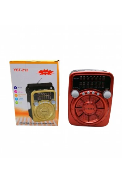 Işıklı Nostaljik Speaker Fm Bluetooth Usb Sd Card YST-212 - Kırmızı ürün görseli 1