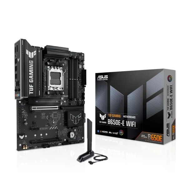 ASUS TUF Gaming B650E-E WiFi AMD AM5 B650 ATX anakart, 8+2+1 80A DrMOS Stage, DDR5, PCIe 5.0 Hazır, 3X M.2, Wi-Fi 6E, 2,5 GB LAN, DisplayPort, HDMI™, USB 20Gbps Type-C®, BIOS Flashback™, Aura Sync ürün görseli 1