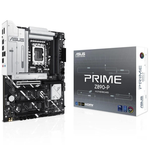 ASUS Prime Z890-P Oyun Anakartı Soketi Intel LGA1851 (ATX, DDR5, PCIe 5.0, 4X M.2, DisplayPort, HDMI, Gelişmiş AI, Aura Sync, PCIe Yuvası Q-Release) ürün görseli 1