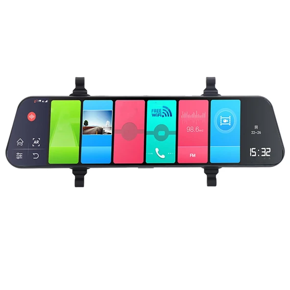 Dikiz Aynası Kamerası, Çift Ekranlı 12" Arka Görüş Kamerası, Döngü, 120° Geniş Açı, G-Sensörü, 1080P FHD Parlama Önleyici Dokunmatik Ekran, 4G Wi-Fi Ön ve Arka Ayna Araç Kamerası ürün görseli 1